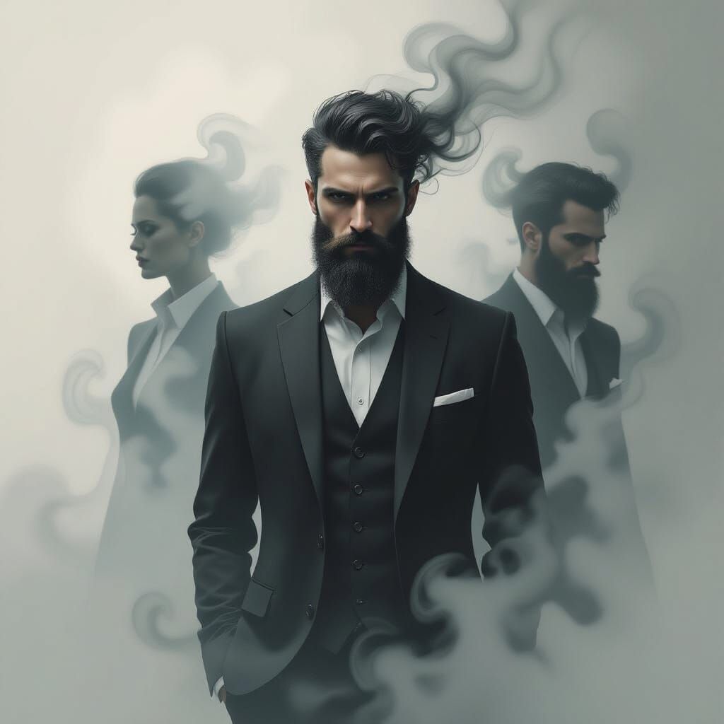 Ethereal Figures Dissolving into Mist: Surreal Illustration