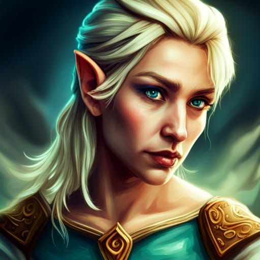 Hyperrealistic Portrait of a Smug Elf Bard