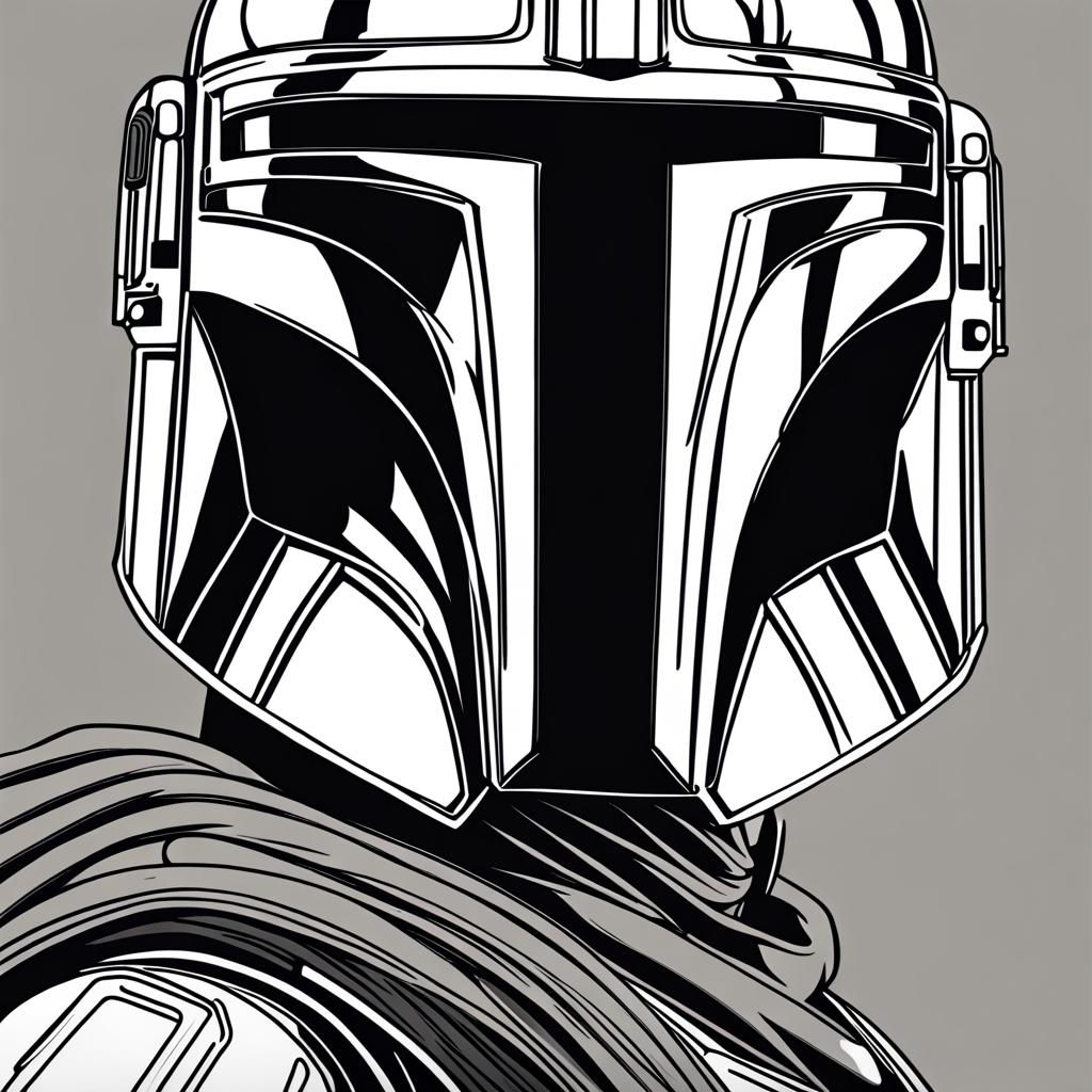 The Mandalorian: Striking Line Art Portrait
