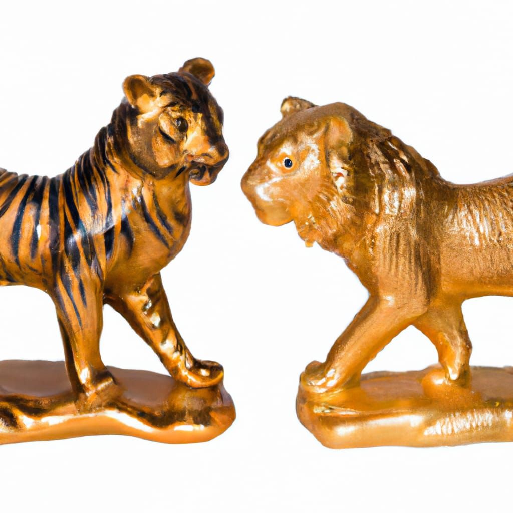 Animated Tiger Teasing Lion in Natural Setting