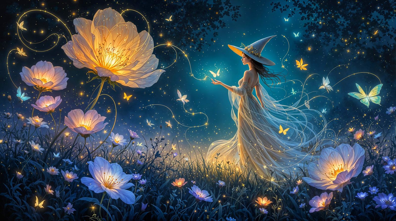 Whispering Witch in Art Nouveau Botanical Bloom