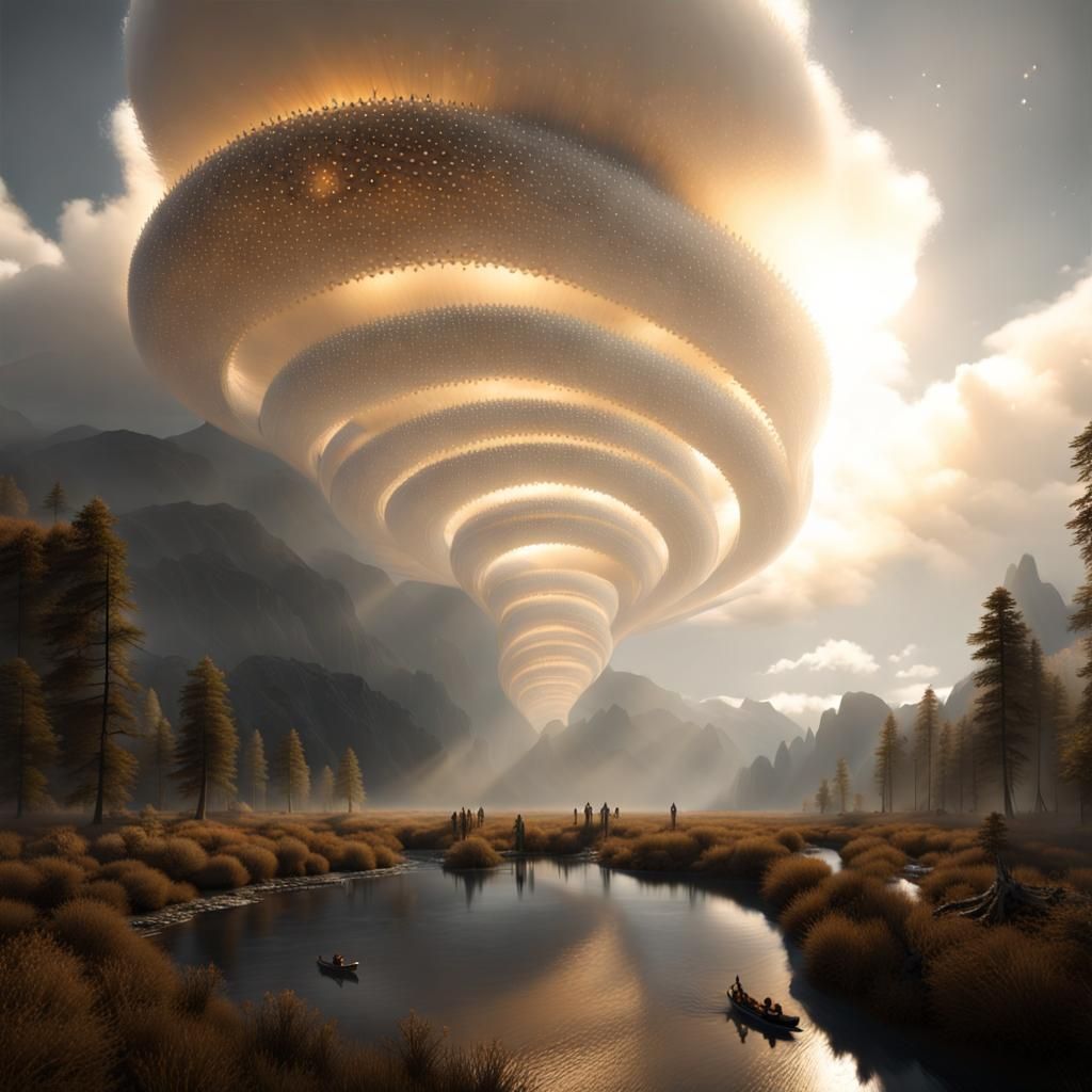 Ethereal Fractal Marquee in the Desolate Mountainscape