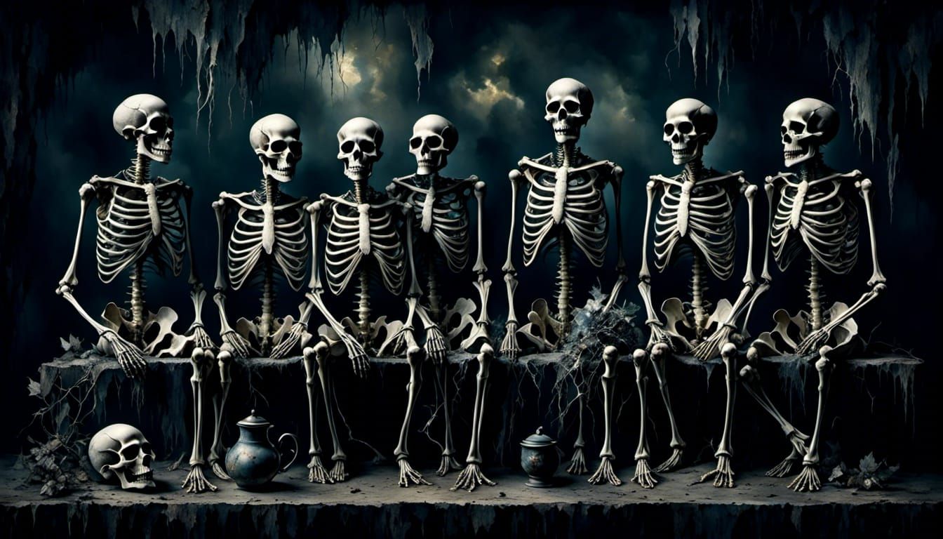 Skeleton Jug Band in Dark Fantasy Realism