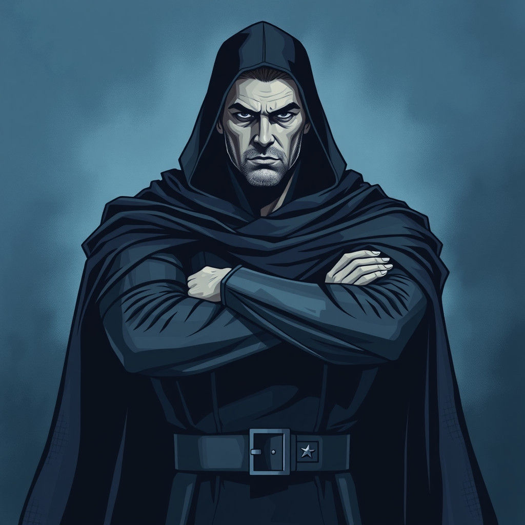 Heroic Stoic Figure Exuding Revenge Aura