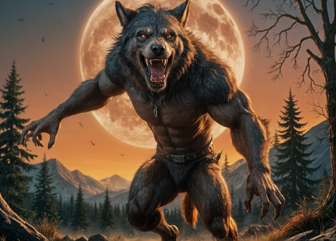 Werewolf Transformation Under Full Moon
