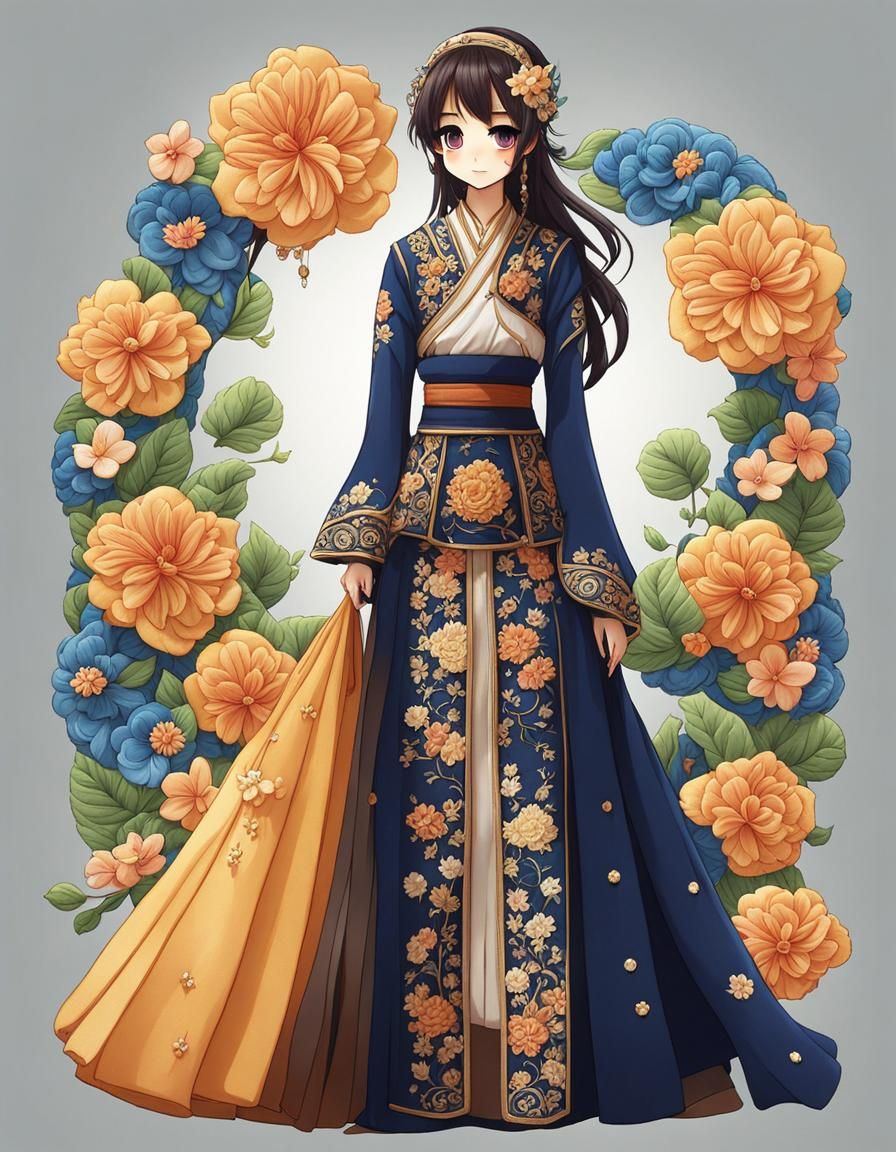 Chibi Kawaii Embroidery in Anime Style