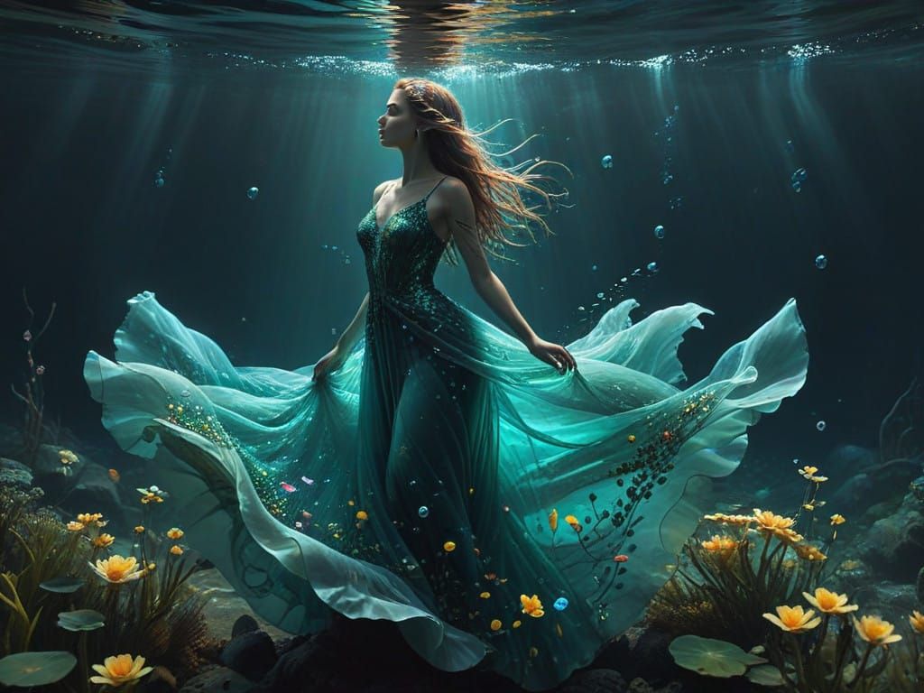 Ethereal Dancer in the Emerald Depths