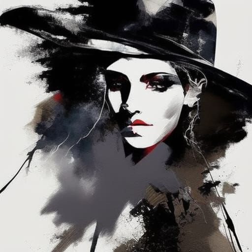 Expressive Cowboy Portrait in Smoke and Fog