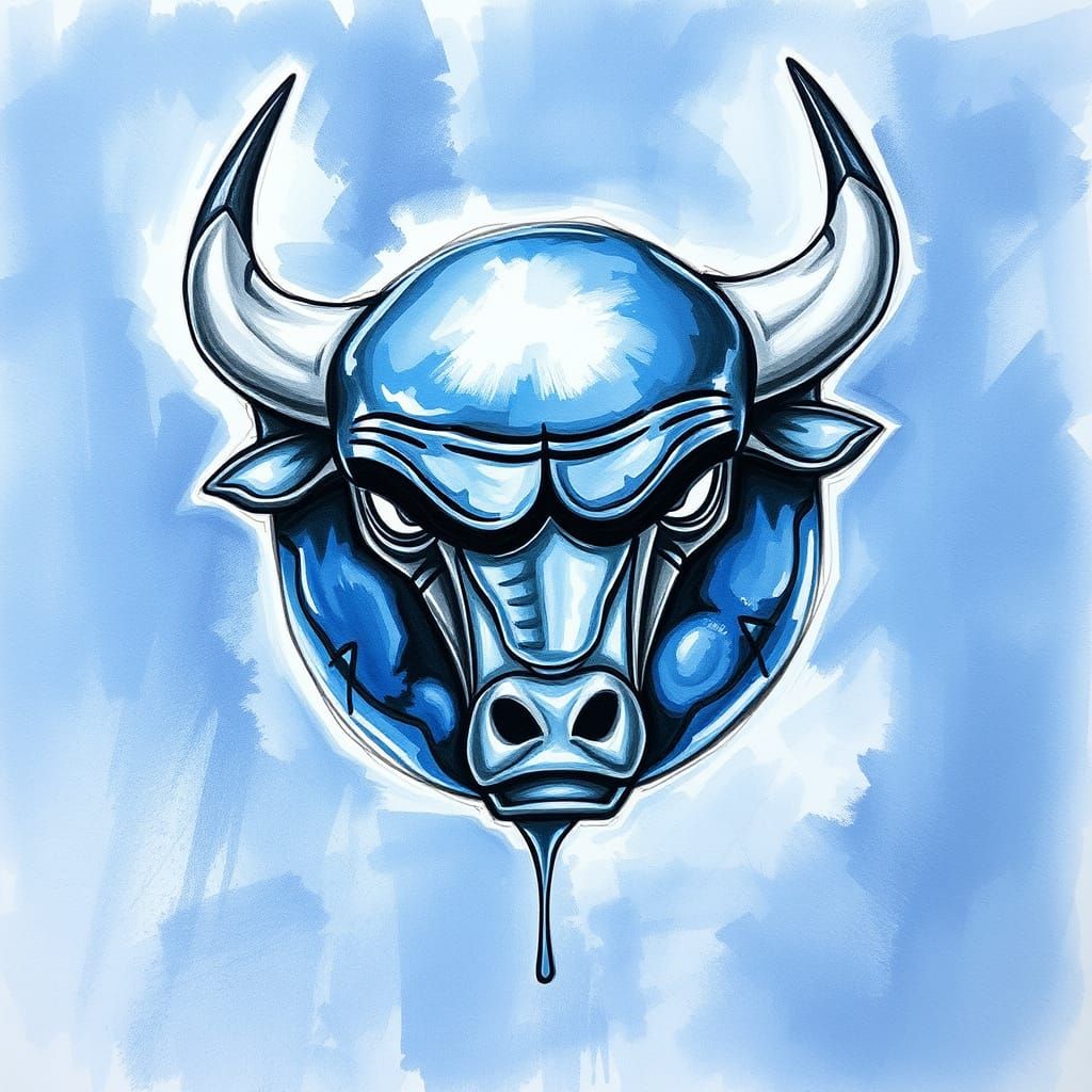 Deformed Chicago Bulls Basketball in Charcoal Drawing Style