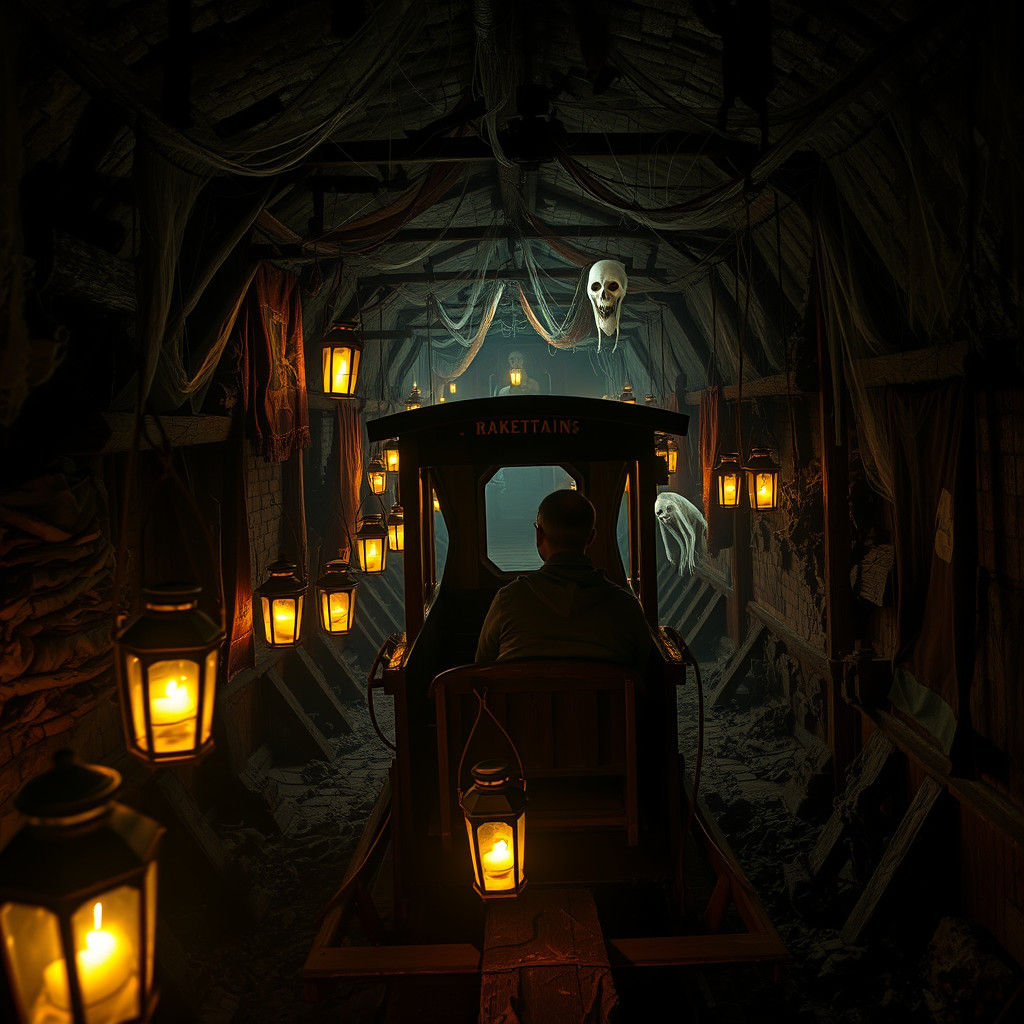 Ghost Train Ride Through Eerie Tunnels