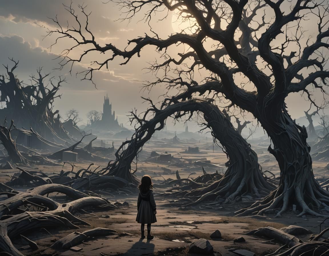 Bleak Landscape with Shadowy Creature