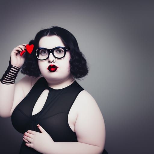 Obese Goth Girl Portrait in Professional Photography Style