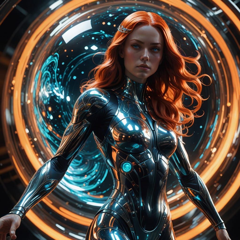 Silver Surfer Goddess in Vibrant Glass Universe