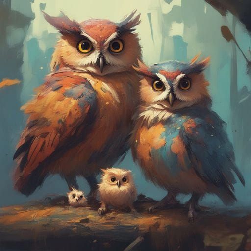 Charming Owl Family Portrait