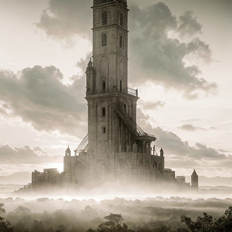 War-Torn Hacienda Landscape in Earthy Tones