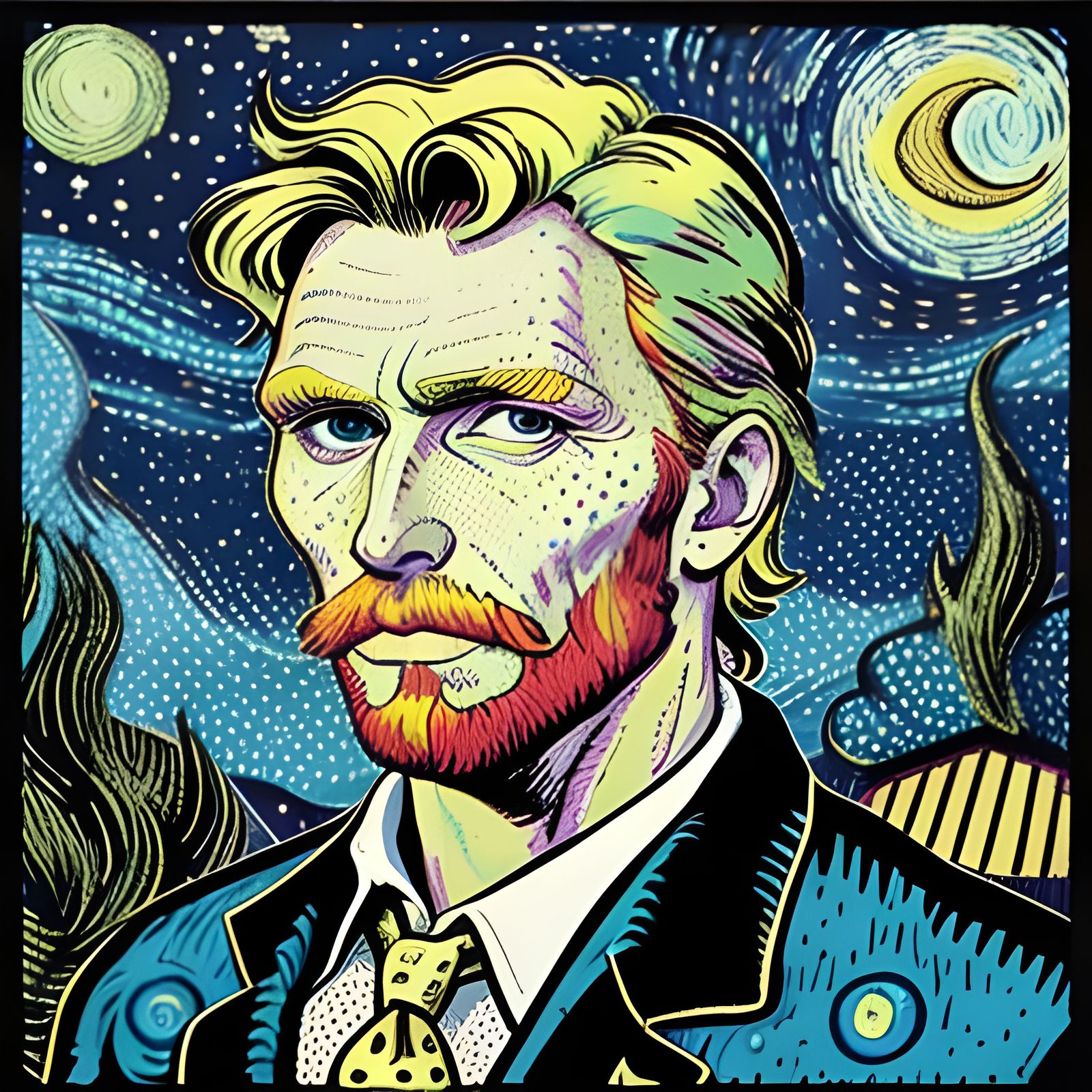 Pop Art Vincent Van Gogh in Vintage Comic Book Style