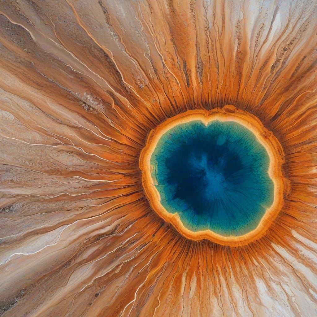 Aerial View of Grand Prismatic Spring in Dazzling Sunlight