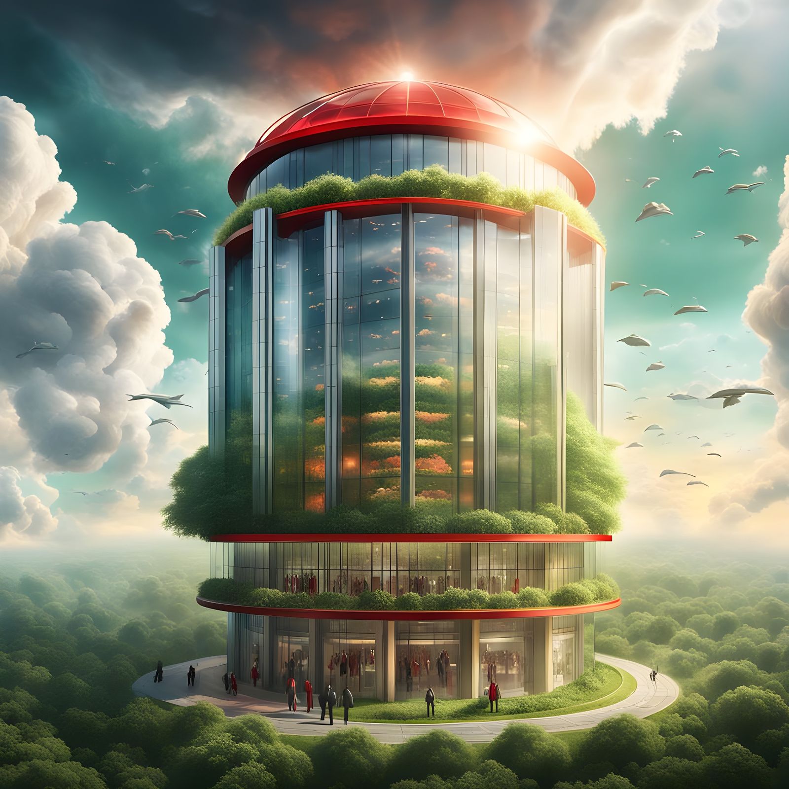 Giant Elevator Descends to Earth in Red Storm