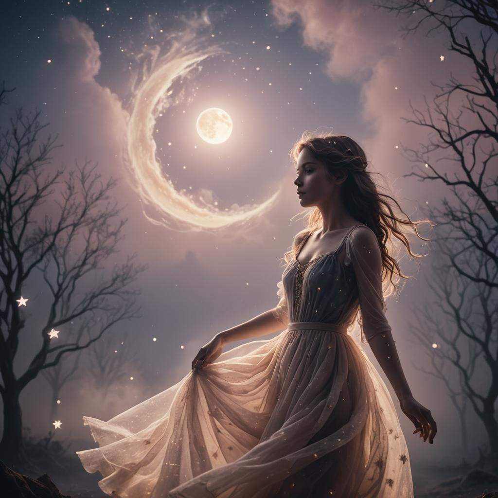 Magical Transformation in Dreamy Fantasy Illustration