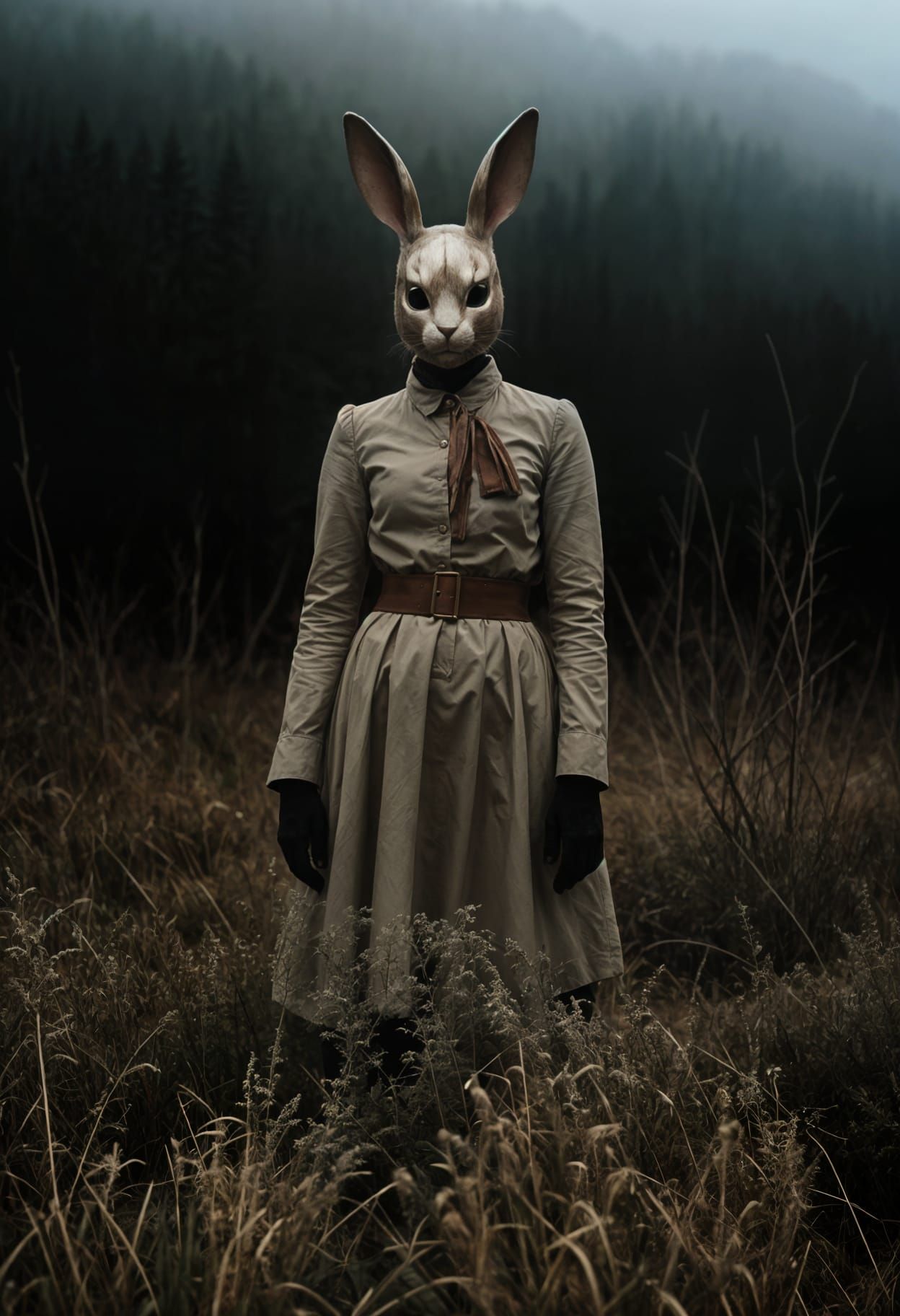Woman in Rabbit Mask Portrait