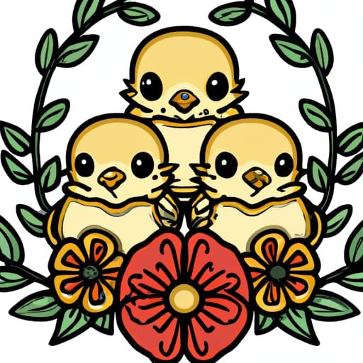 Traditional Tattoo Design: Three Baby Chickens
