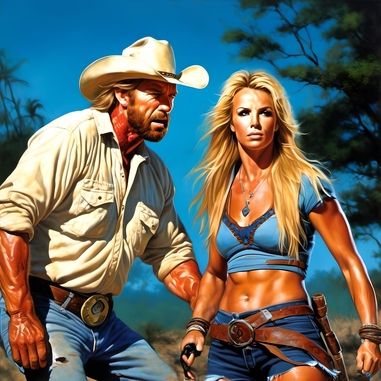 Hyperrealistic Mud Fight: Chuck Norris vs Britney Spears