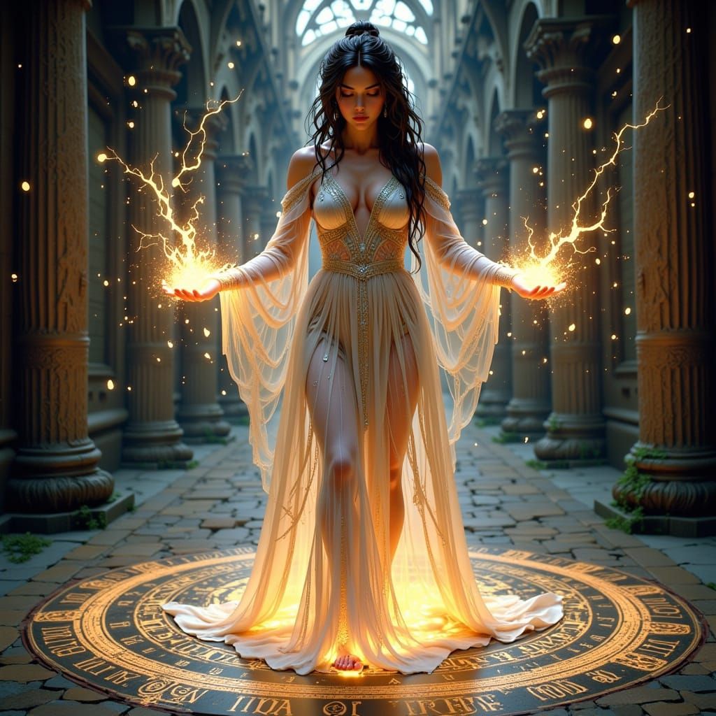 Ethereal Sorceress Conjures Arcane Energy