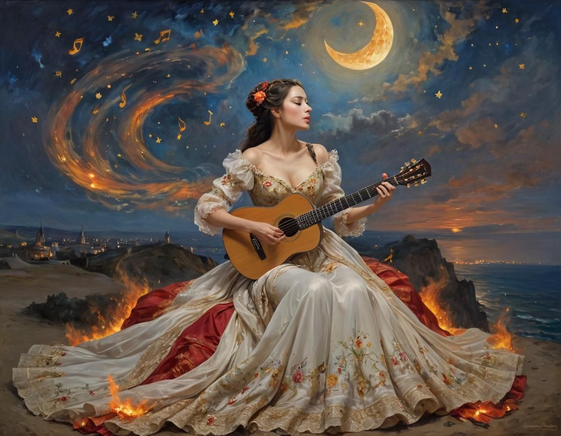 Surreal Fire Serenade Inspired by Manet