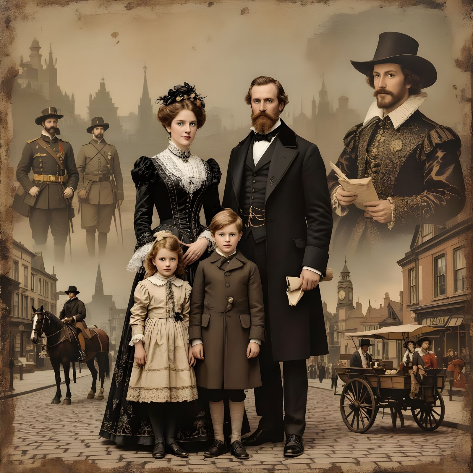 Historical Figures in Nostalgic Pre-Raphaelite Style