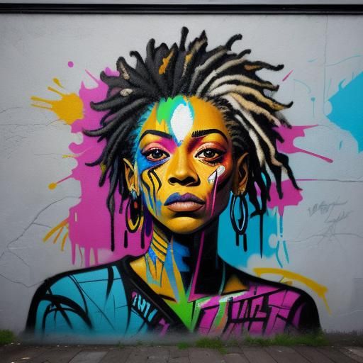 Vibrant Street Art Mural in Hyperrealistic Splash Art
