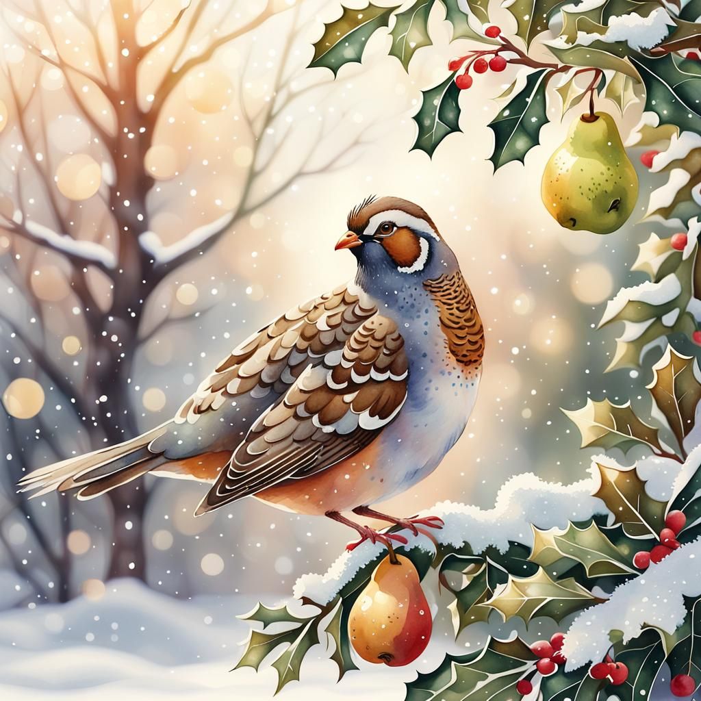 Whimsical Watercolor Winter Wonderland Scene