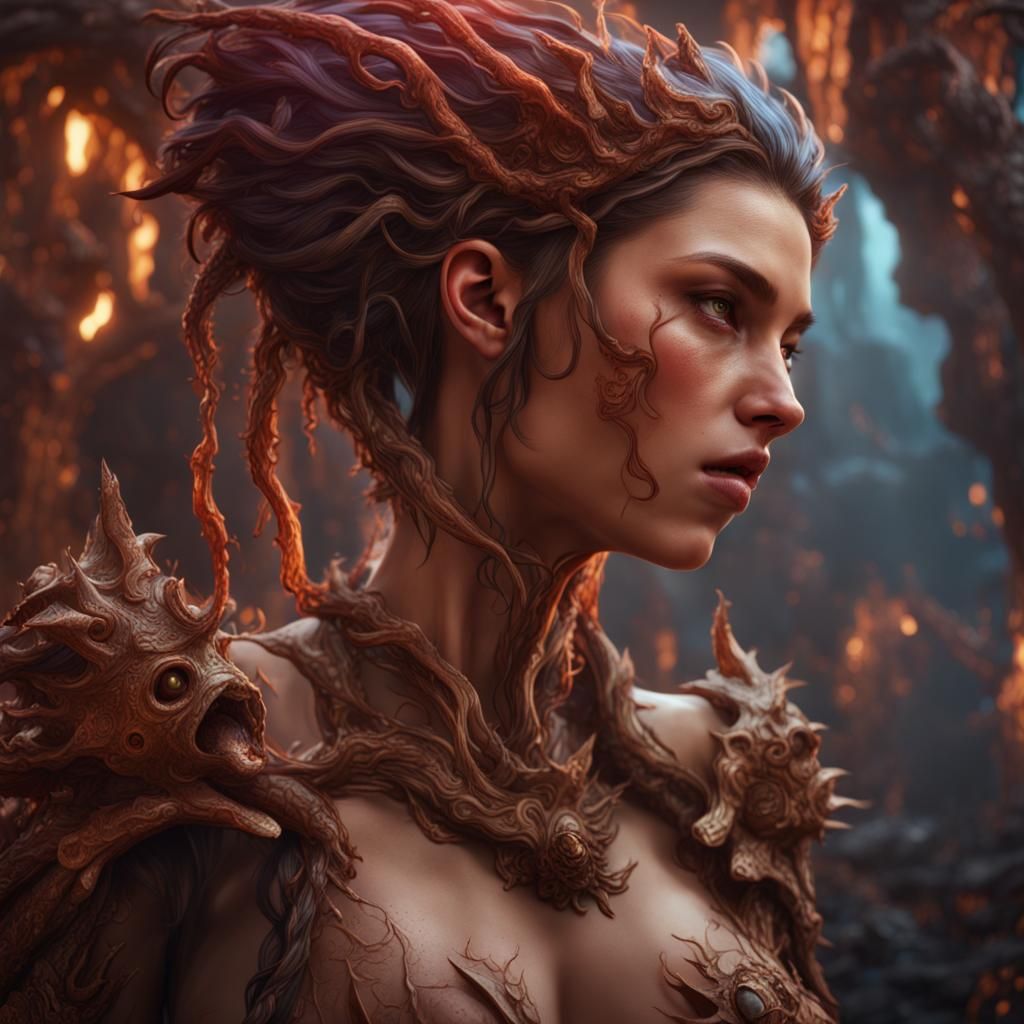 Girl on Girl Vore in Detailed Matte Painting