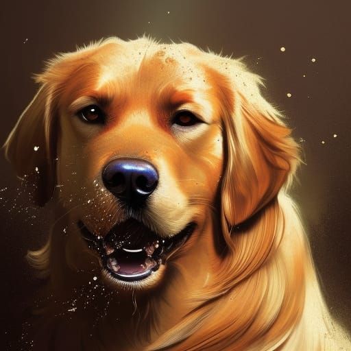 Hyperrealistic Portrait of a Reddish Golden Retriever