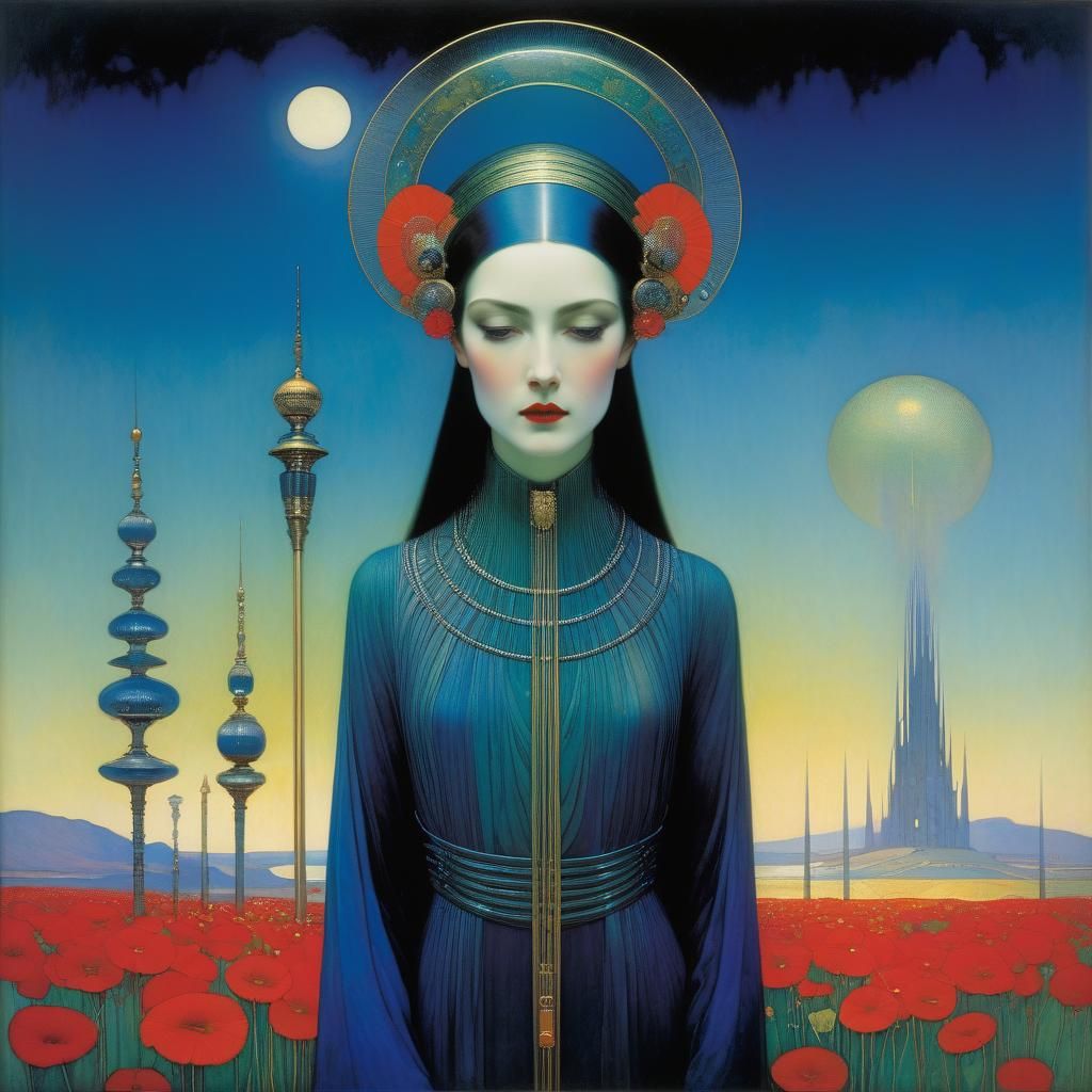 Art Nouveau Fusion Inspired by Goble, Giger and Klimt