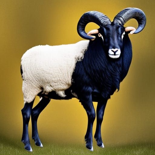 Aries Zodiac Portrait with Ram Symbol