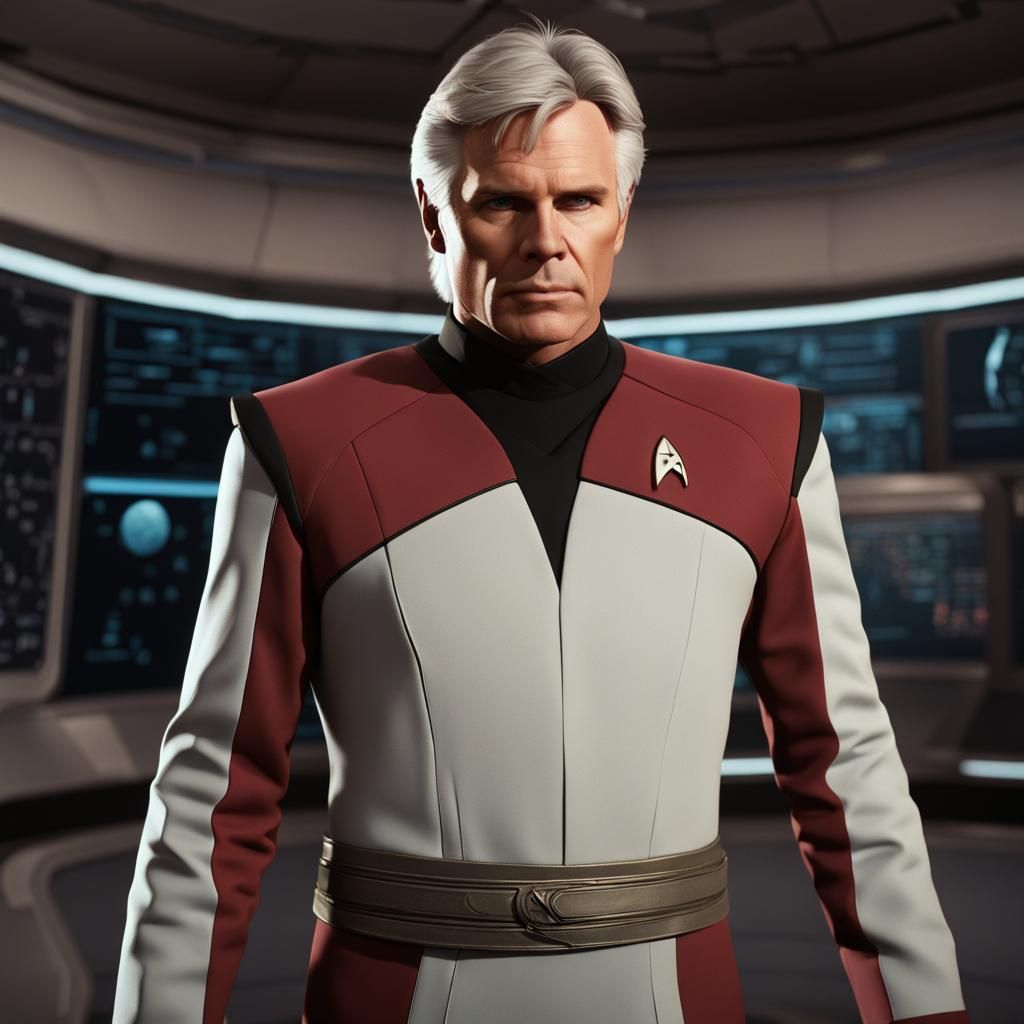 Young Man in Star Trek Uniform: Detailed Matte Painting