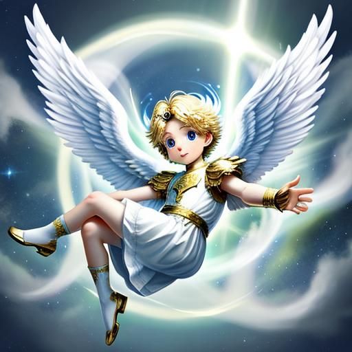 Hyperrealistic Angel Cherub with Celestial Aura