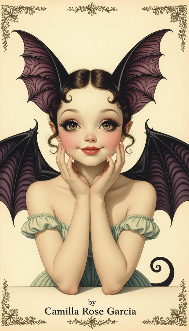 Surreal Bat Bodyscape in Watercolor Style