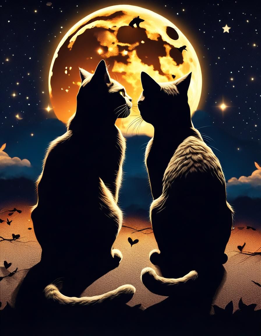 Cats in Love Under the Brazilian Moon