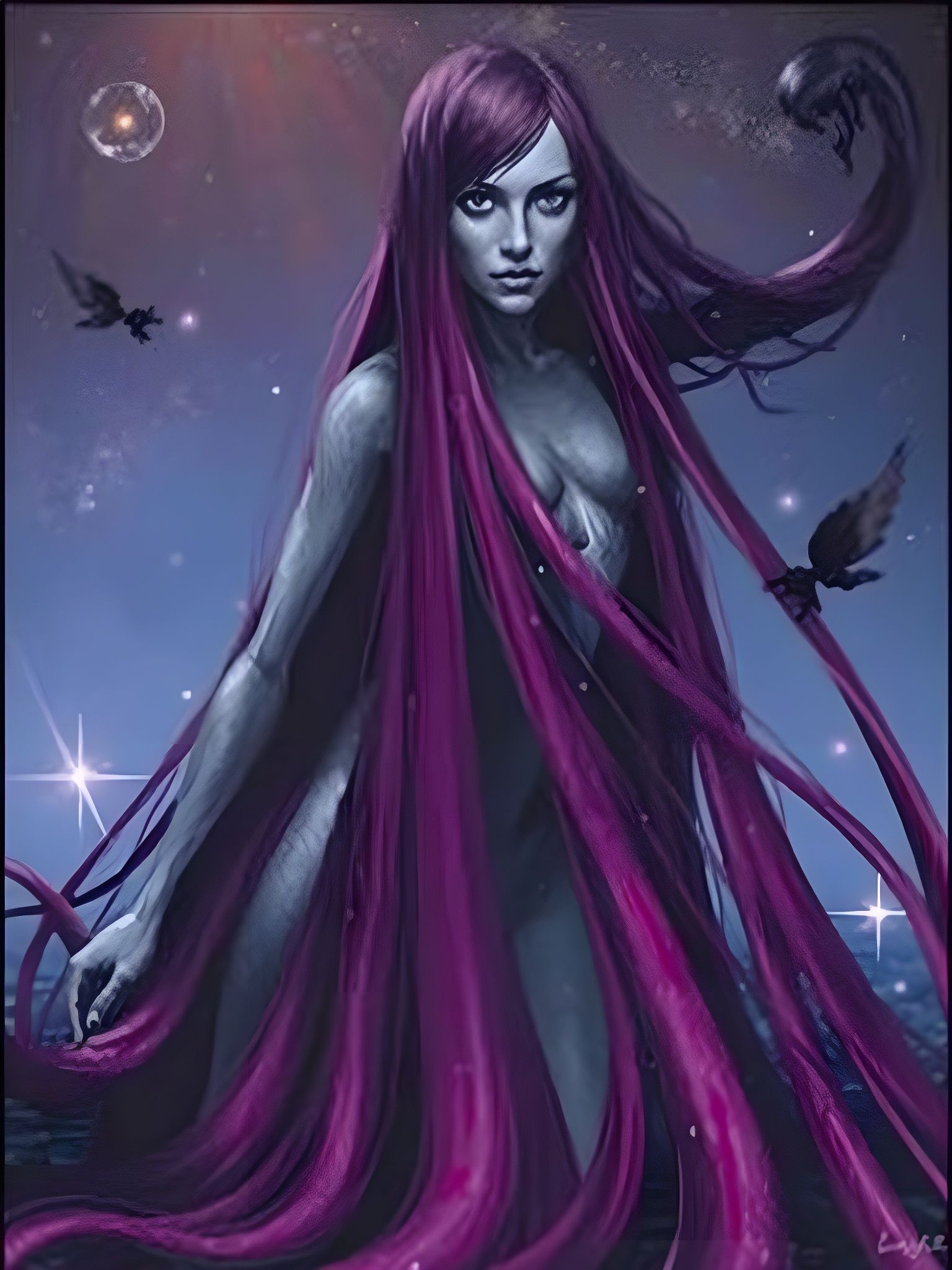 Ethereal Woman Emerges from Melting Canvas