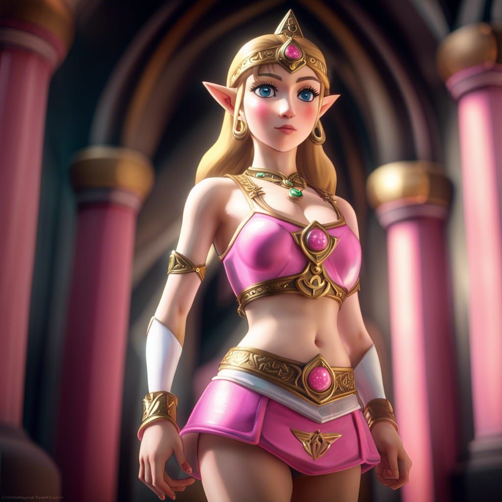 Hyperrealistic Princess Portrait in Pink Outfit