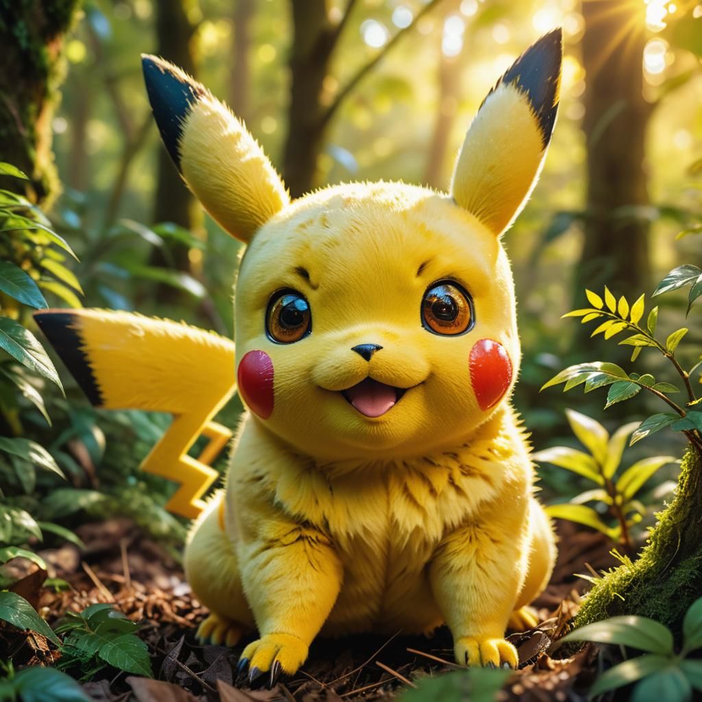 Hyper-Realistic Pikachu Portrait in Golden Hour Lighting