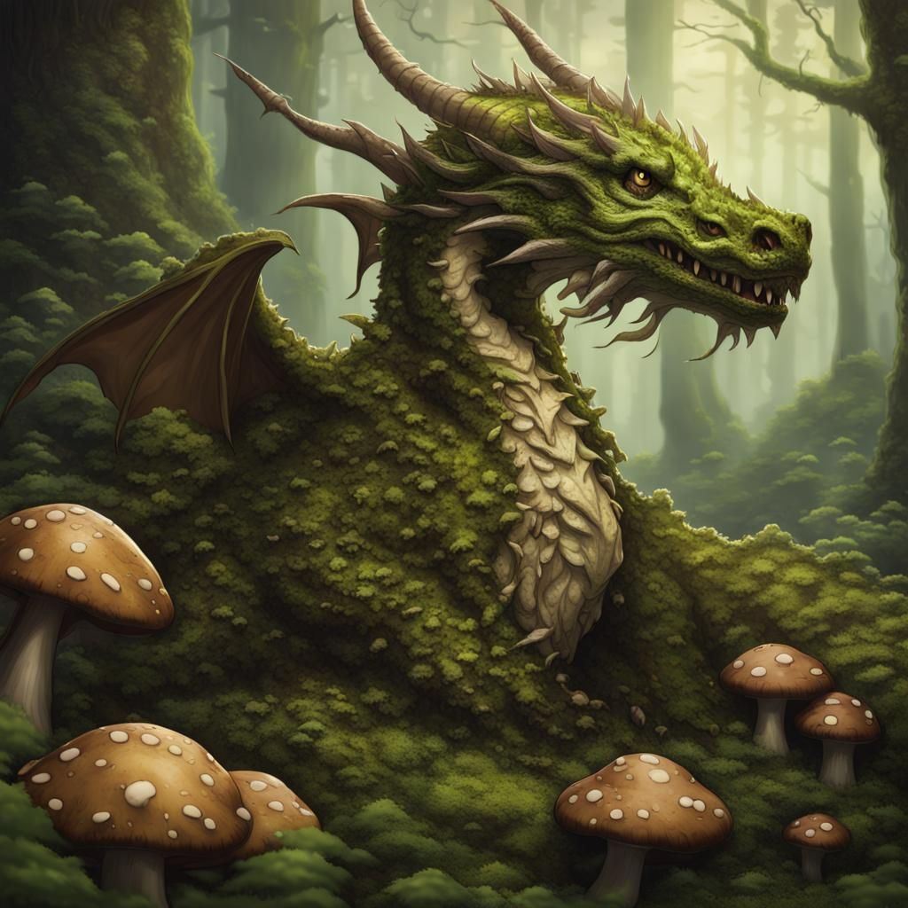 Moss Dragon Wakes from Slumber