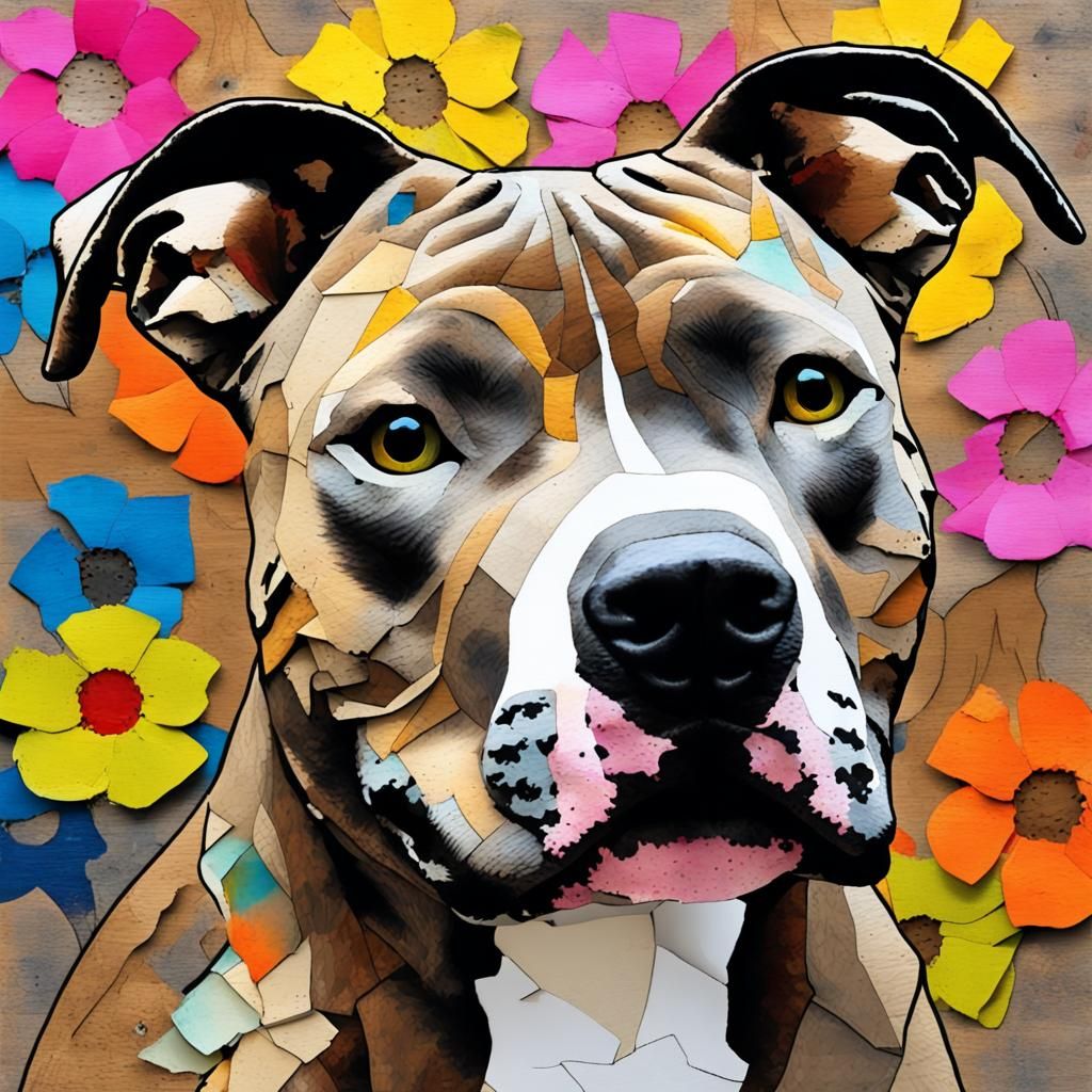 Collage of an American Staffordshire Terrier