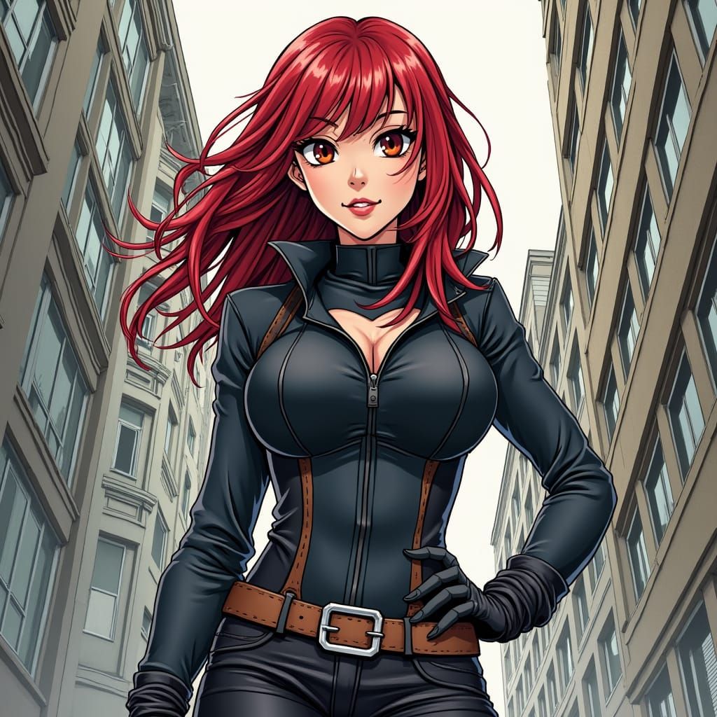 Manga Style Black Widow Illustration