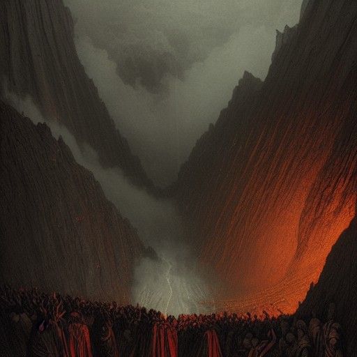 Dante's Inferno: Third Level of Hell in Dore Style