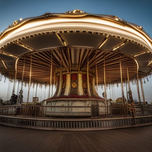 Abandoned Carousel at Dusk on Boardwalk