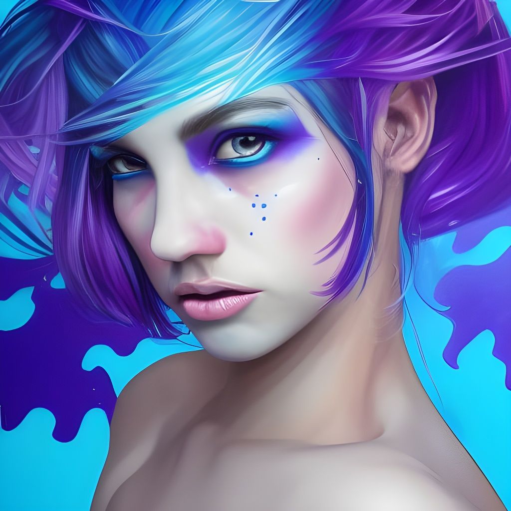 Hyperrealistic Blue Violet in Splash Art Style
