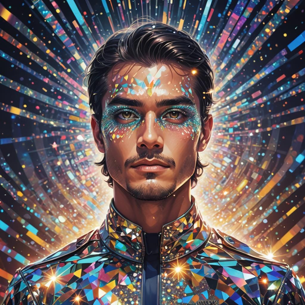 Iridescent Mister Universe on the Catwalk