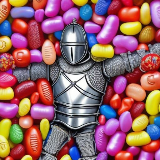 Candy Knight in Jellybean Bouncy Castle: Digital Illustratio...